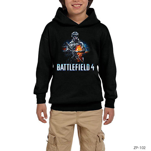 Battlefield 4 Siyah Çocuk Kapşonlu Sweatshirt