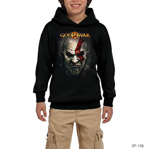 God of War 2 Siyah Çocuk Kapşonlu Sweatshirt