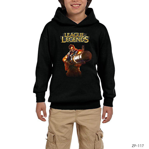 League of Legends Graves Siyah Çocuk Kapşonlu Sweatshirt