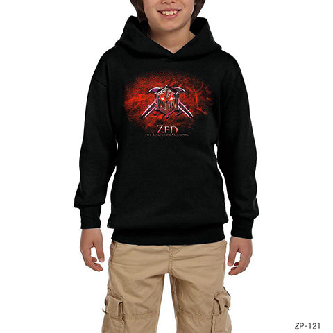 League of Legends Zed Sign Siyah Çocuk Kapşonlu Sweatshirt