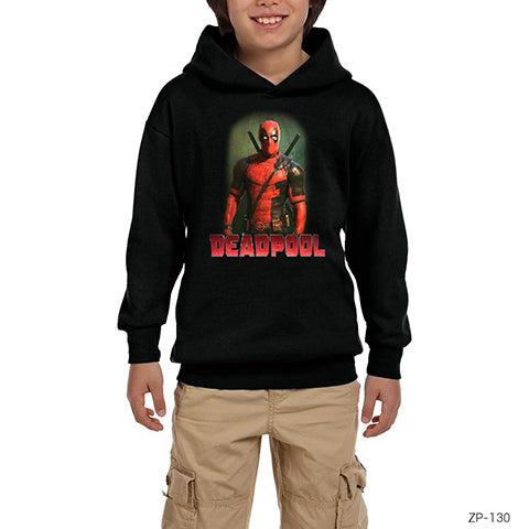 Deadpool Duruş Siyah Çocuk Kapşonlu Sweatshirt