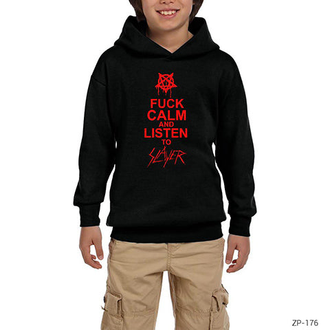 Keep Calm Slayer Siyah Çocuk Kapşonlu Sweatshirt