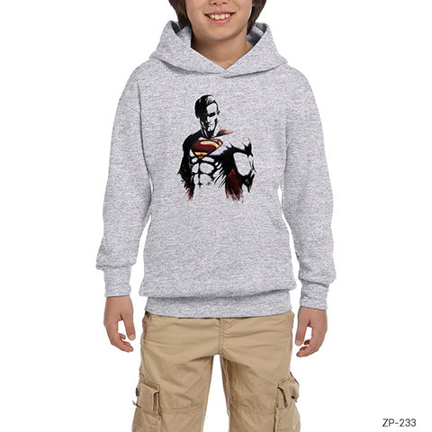 Superman Gri Çocuk Kapşonlu Sweatshirt