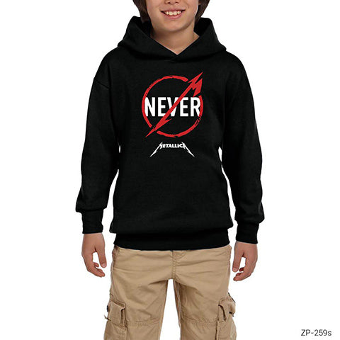 Metallica Never Siyah Çocuk Kapşonlu Sweatshirt