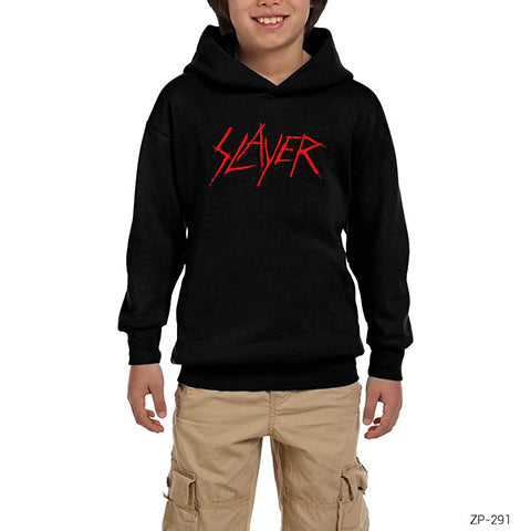 Slayer Logo Siyah Çocuk Kapşonlu Sweatshirt