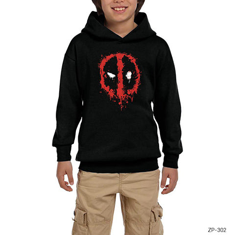 Deadpool Splash Siyah Çocuk Kapşonlu Sweatshirt