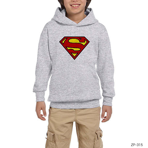 Superman Klasik Gri Çocuk Kapşonlu Sweatshirt