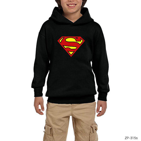 Superman Klasik Siyah Çocuk Kapşonlu Sweatshirt