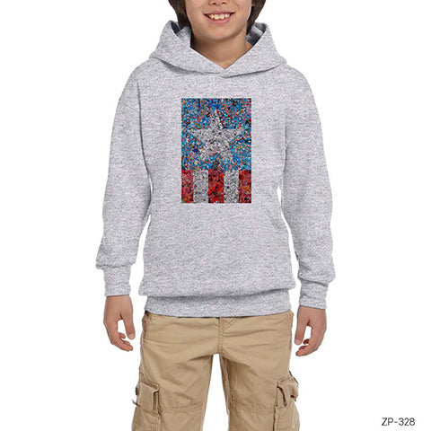 Kaptan Amerika Gri Çocuk Kapşonlu Sweatshirt