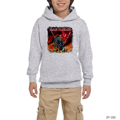 Iron Maiden Turk Gri Çocuk Kapşonlu Sweatshirt