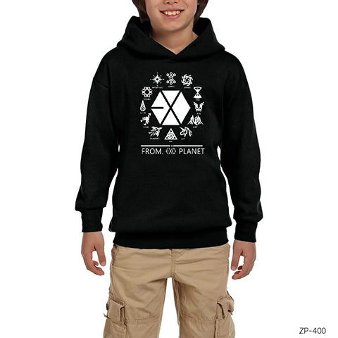 From Exo Planet Siyah Çocuk Kapşonlu Sweatshirt