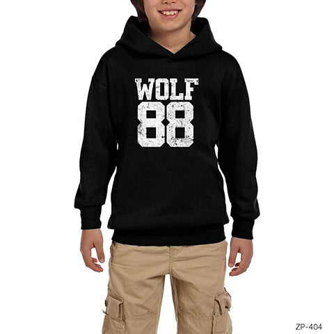 Wolf 88 Siyah Çocuk Kapşonlu Sweatshirt