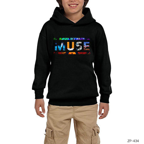 Muse Covers Logo Siyah Çocuk Kapşonlu Sweatshirt