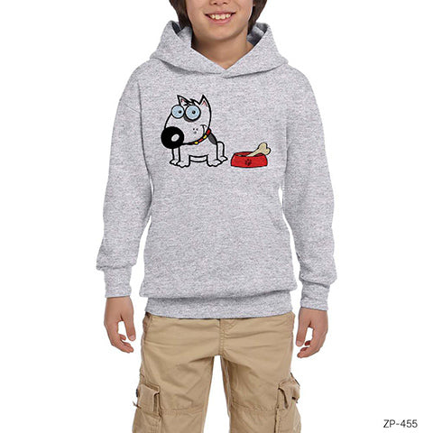 Sevimli Köpek Gri Çocuk Kapşonlu Sweatshirt