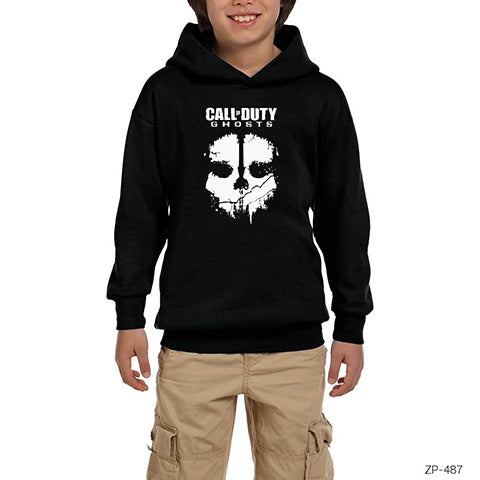 Call of Duty Ghost Stencil Siyah Çocuk Kapşonlu Sweatshirt