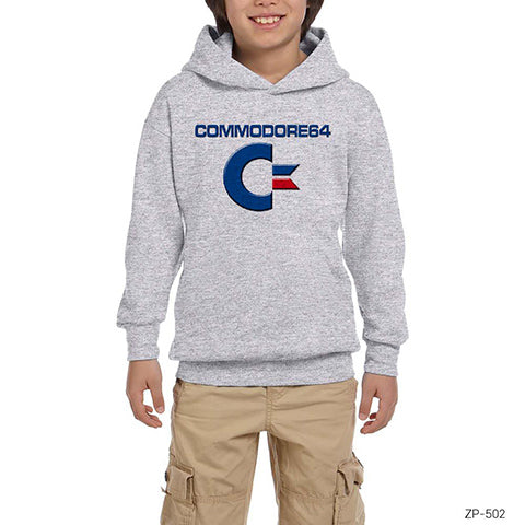 Commodore 64 Gri Çocuk Kapşonlu Sweatshirt