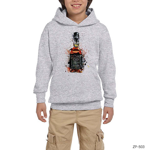 Jack Daniels Splash Gri Çocuk Kapşonlu Sweatshirt