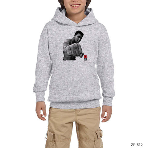 Muhammed Ali Punch Gri Çocuk Kapşonlu Sweatshirt