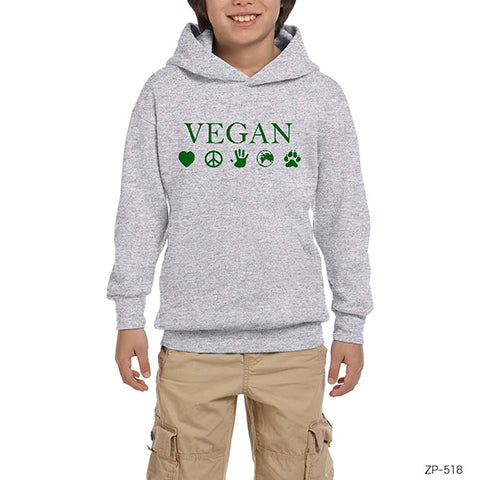 Vegan Gri Çocuk Kapşonlu Sweatshirt