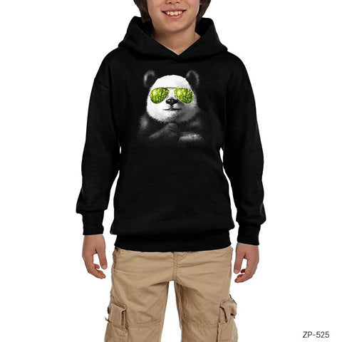 Cool Panda Siyah Çocuk Kapşonlu Sweatshirt