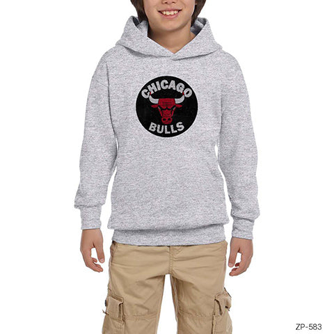 Chicago Bulls Stamp Gri Çocuk Kapşonlu Sweatshirt