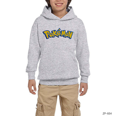 Pokemon Gri Çocuk Kapşonlu Sweatshirt