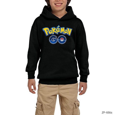 Pokemon Go Siyah Çocuk Kapşonlu Sweatshirt