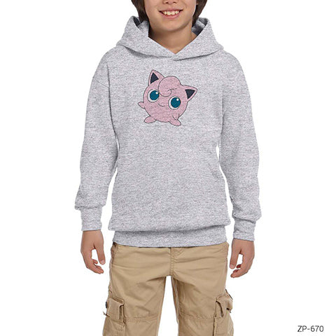 Pokemon Jigglypuff Gri Çocuk Kapşonlu Sweatshirt