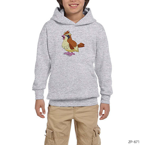 Pokemon Pidgey Gri Çocuk Kapşonlu Sweatshirt