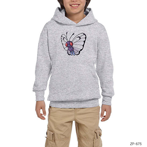 Pokemon Butterfree Gri Çocuk Kapşonlu Sweatshirt