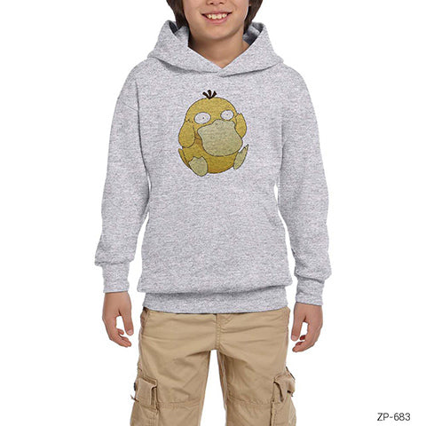 Pokemon Psyduck Gri Çocuk Kapşonlu Sweatshirt