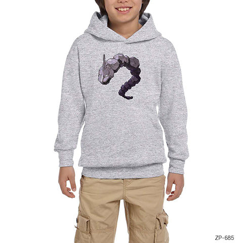 Pokemon Onix Gri Çocuk Kapşonlu Sweatshirt