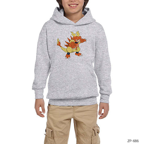 Pokemon Magmar Gri Çocuk Kapşonlu Sweatshirt