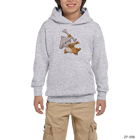 Pokemon Marowak Gri Çocuk Kapşonlu Sweatshirt