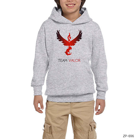 Pokemon Team Valor Gri Çocuk Kapşonlu Sweatshirt