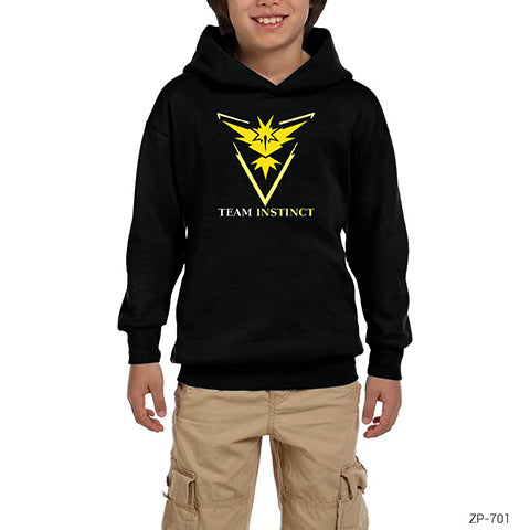 Pokemon Team Instinct Siyah Çocuk Kapşonlu Sweatshirt