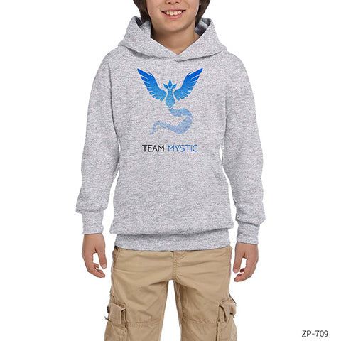 Pokemon Team Mystic Air Gri Çocuk Kapşonlu Sweatshirt