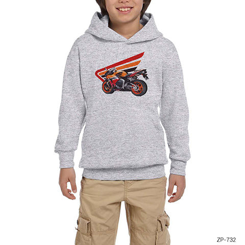 Honda Cbr600 Gri Çocuk Kapşonlu Sweatshirt