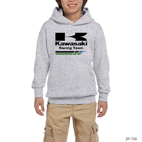 Kawasaki Racing Team Gri Çocuk Kapşonlu Sweatshirt