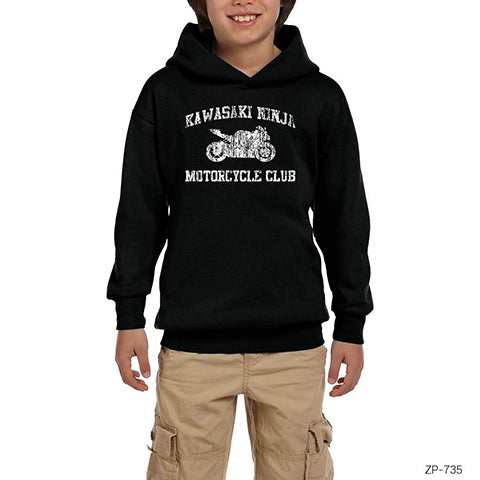 Kawasaki Ninja Club Siyah Çocuk Kapşonlu Sweatshirt