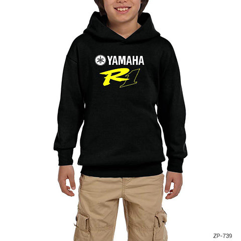 Yamaha R1 Siyah Çocuk Kapşonlu Sweatshirt