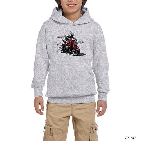 BMW S1000R Gri Çocuk Kapşonlu Sweatshirt