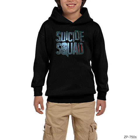 Suicide Squad Logo Siyah Çocuk Kapşonlu Sweatshirt