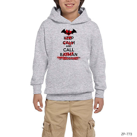 Keep Calm Joker Gri Çocuk Kapşonlu Sweatshirt