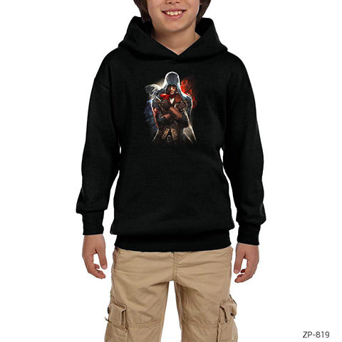 Assassins Creed We Will Unite Siyah Çocuk Kapşonlu Sweatshirt