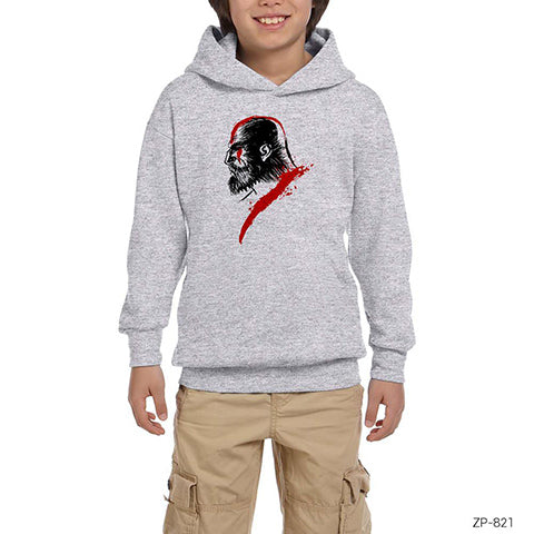 God of War Silhouette Gri Çocuk Kapşonlu Sweatshirt