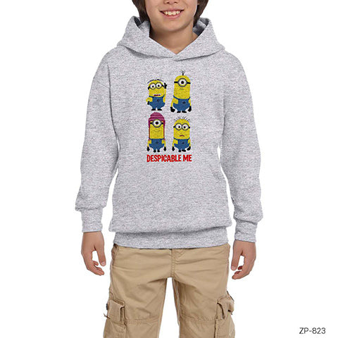 Minion Despicable Me Gri Çocuk Kapşonlu Sweatshirt