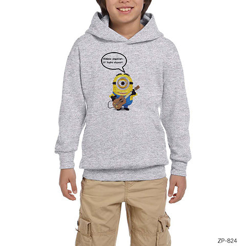 Minion Akdeniz Akşamları Gri Çocuk Kapşonlu Sweatshirt