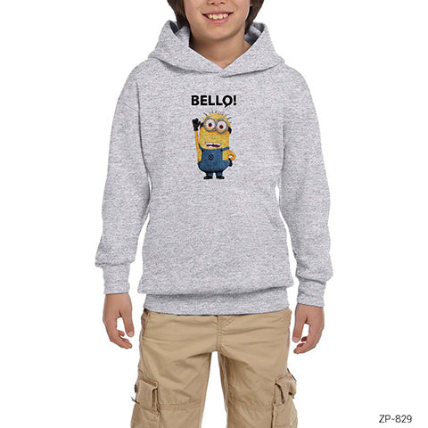 Minion Bello Gri Çocuk Kapşonlu Sweatshirt