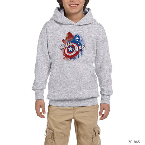 Civil War Splash Gri Çocuk Kapşonlu Sweatshirt